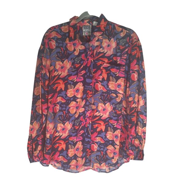 Vintage Details Express Colourful Vibrant Silk Button Up - Picture 3 of 10